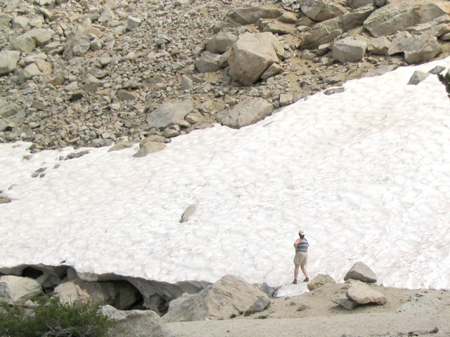 Jennifer's snowbank at Lone Pine lake