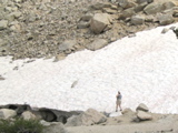 Jennifer's snowbank at Lone Pine lake